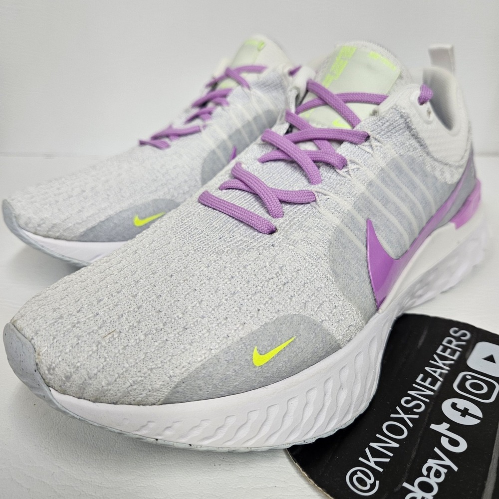 Nike ReactX Infinity Run Flyknit 3 Grey Rush Fuchsia DZ3016-100 Women's 10.5